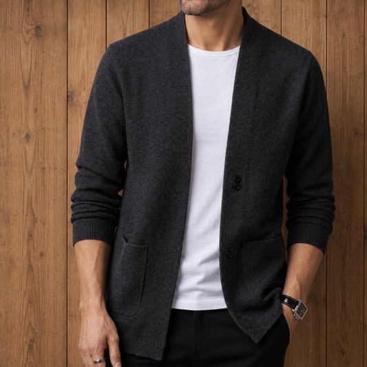 Modern Collarless Knit Cardigan