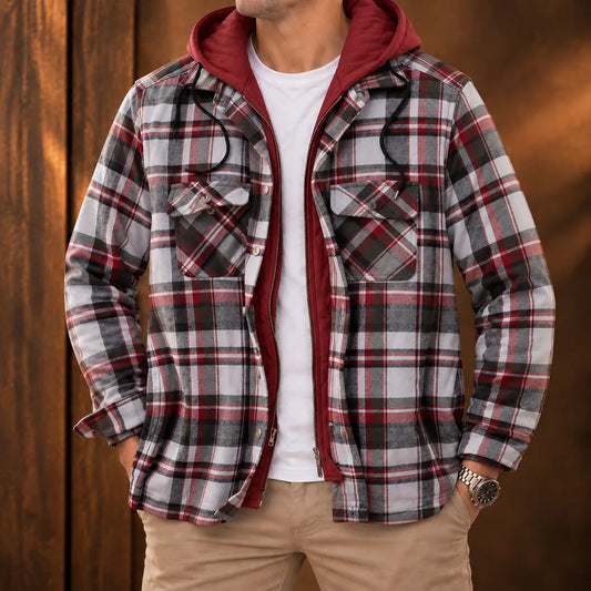 Casual Plaid Hooded Jacket