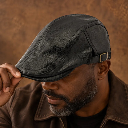 Classic Leather Flat Cap