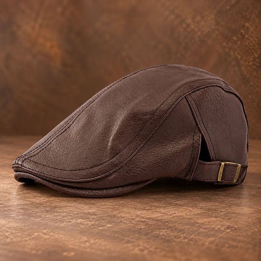 Classic Leather Flat Cap