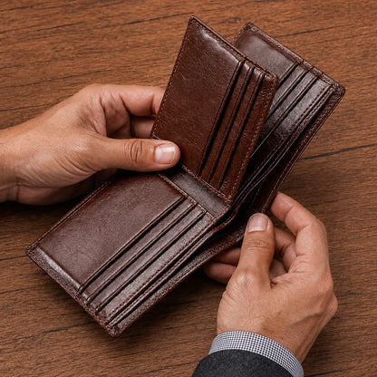 Compact Leather Bifold Wallet