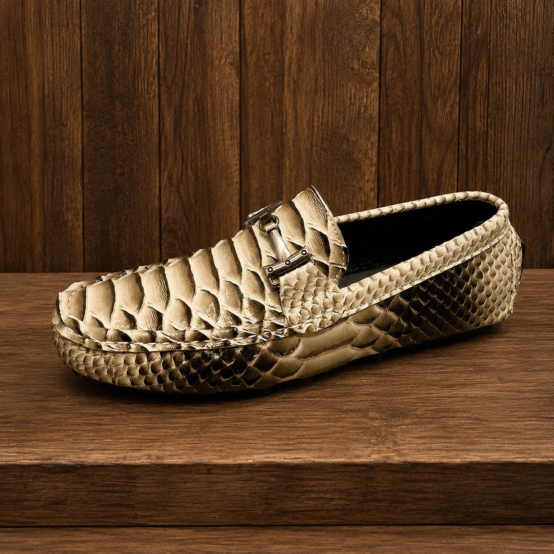Embossed Reptile Casual Loafers