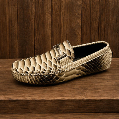 Embossed Reptile Casual Loafers