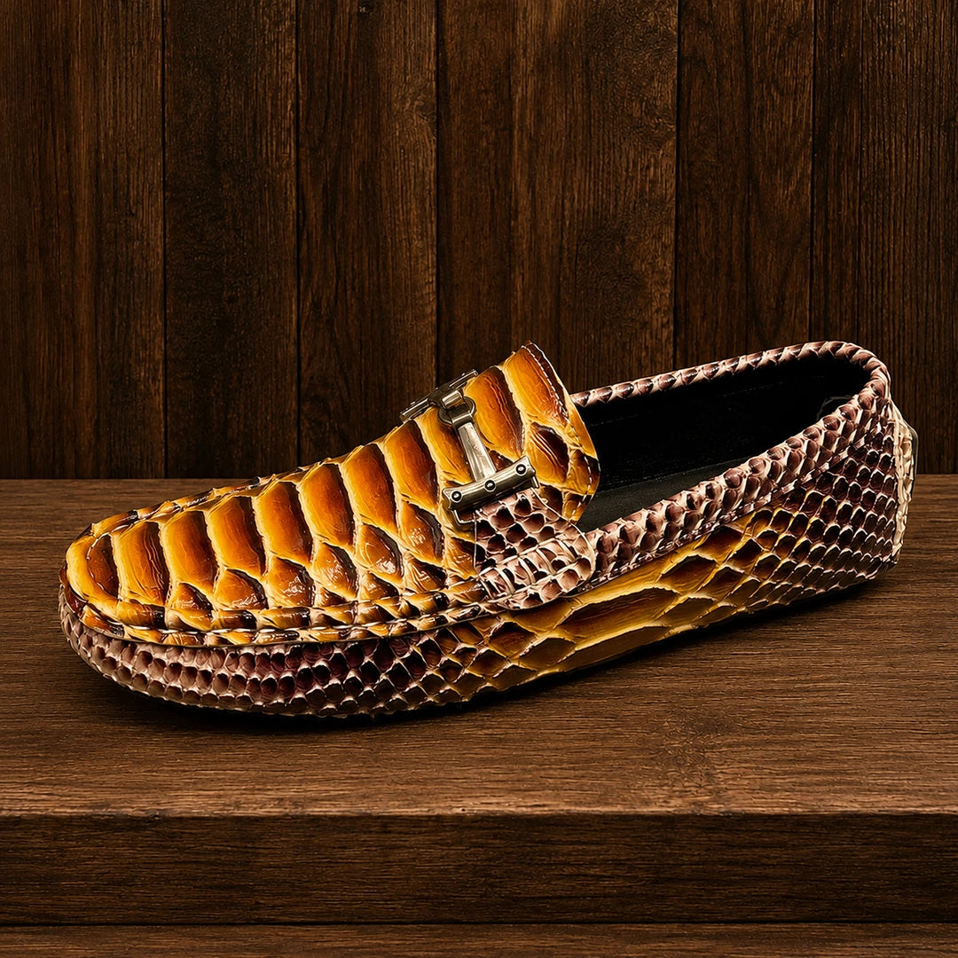 Embossed Reptile Casual Loafers