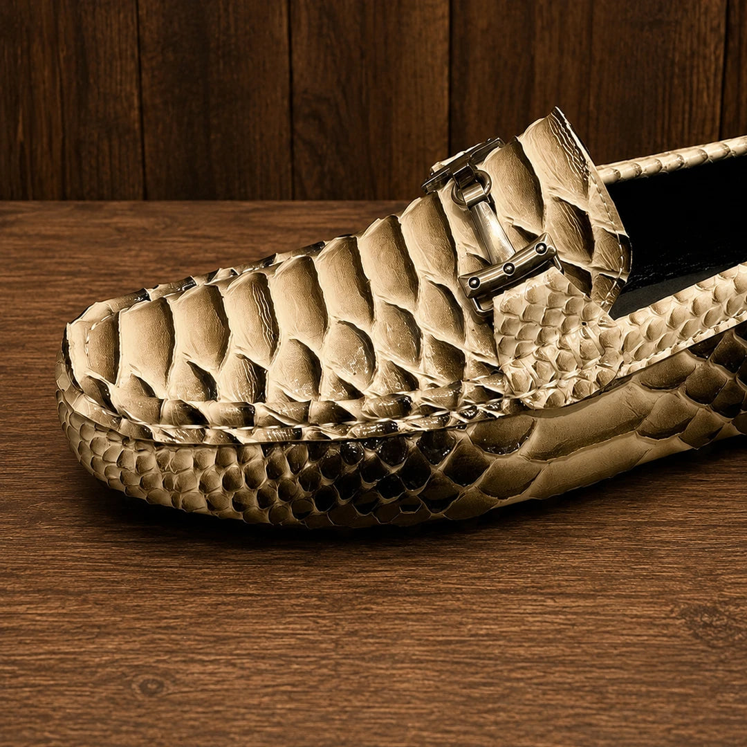 Embossed Reptile Casual Loafers