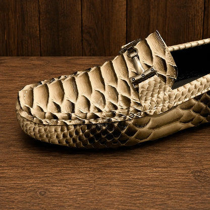 Embossed Reptile Casual Loafers