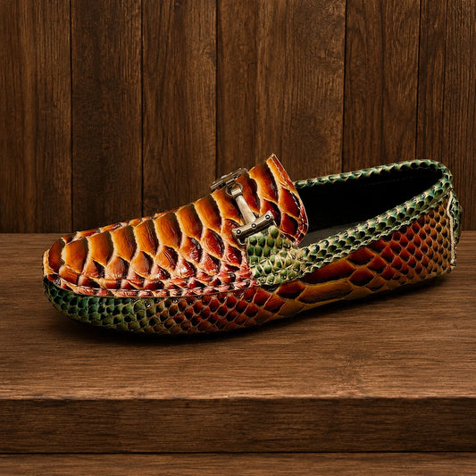 Embossed Reptile Casual Loafers