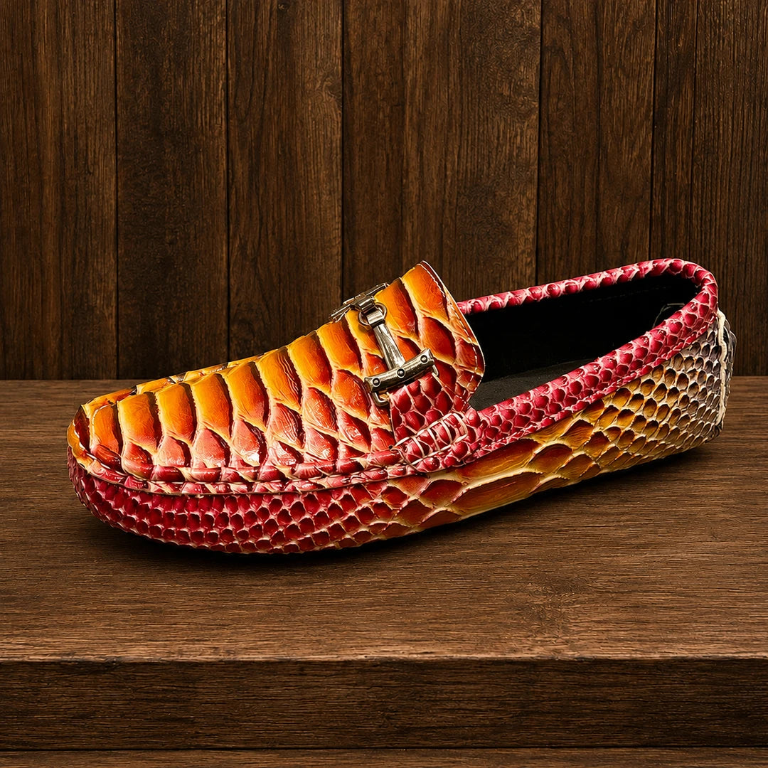 Embossed Reptile Casual Loafers