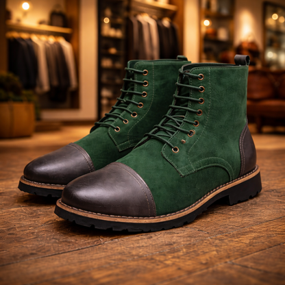 Suede Lace-Up Boots