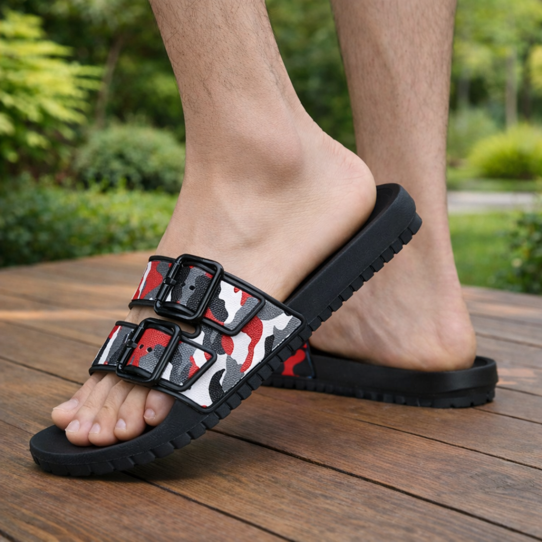 Camo Strap-Slide Sandals