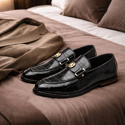 Croc-Textured Business Loafers