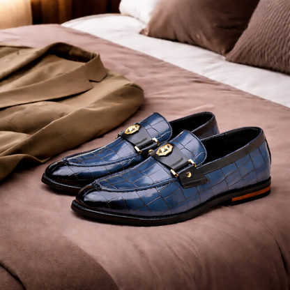 Croc-Textured Business Loafers