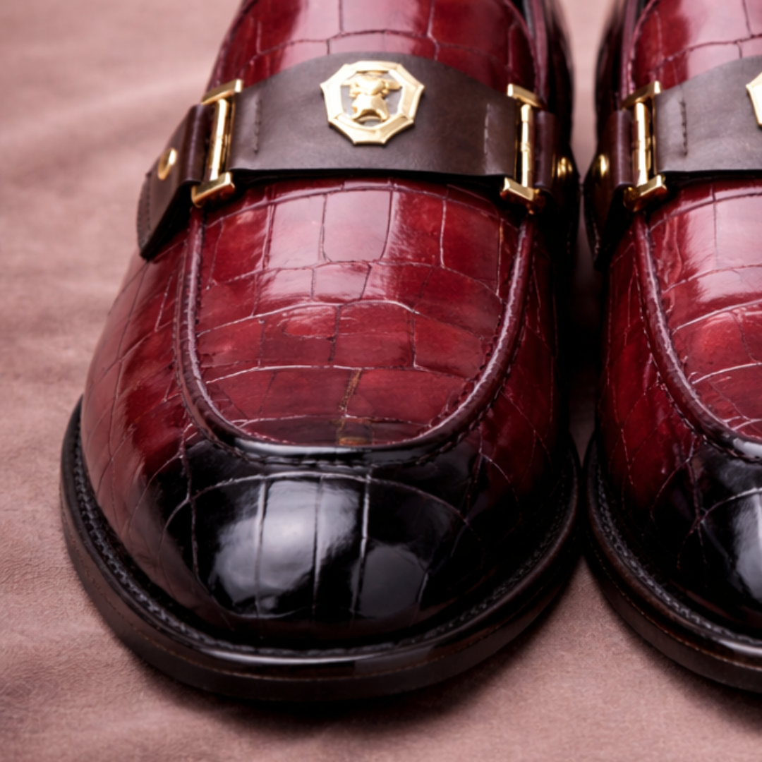 Croc-Textured Business Loafers