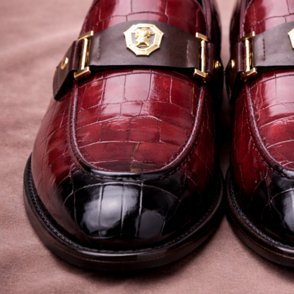 Croc-Textured Business Loafers