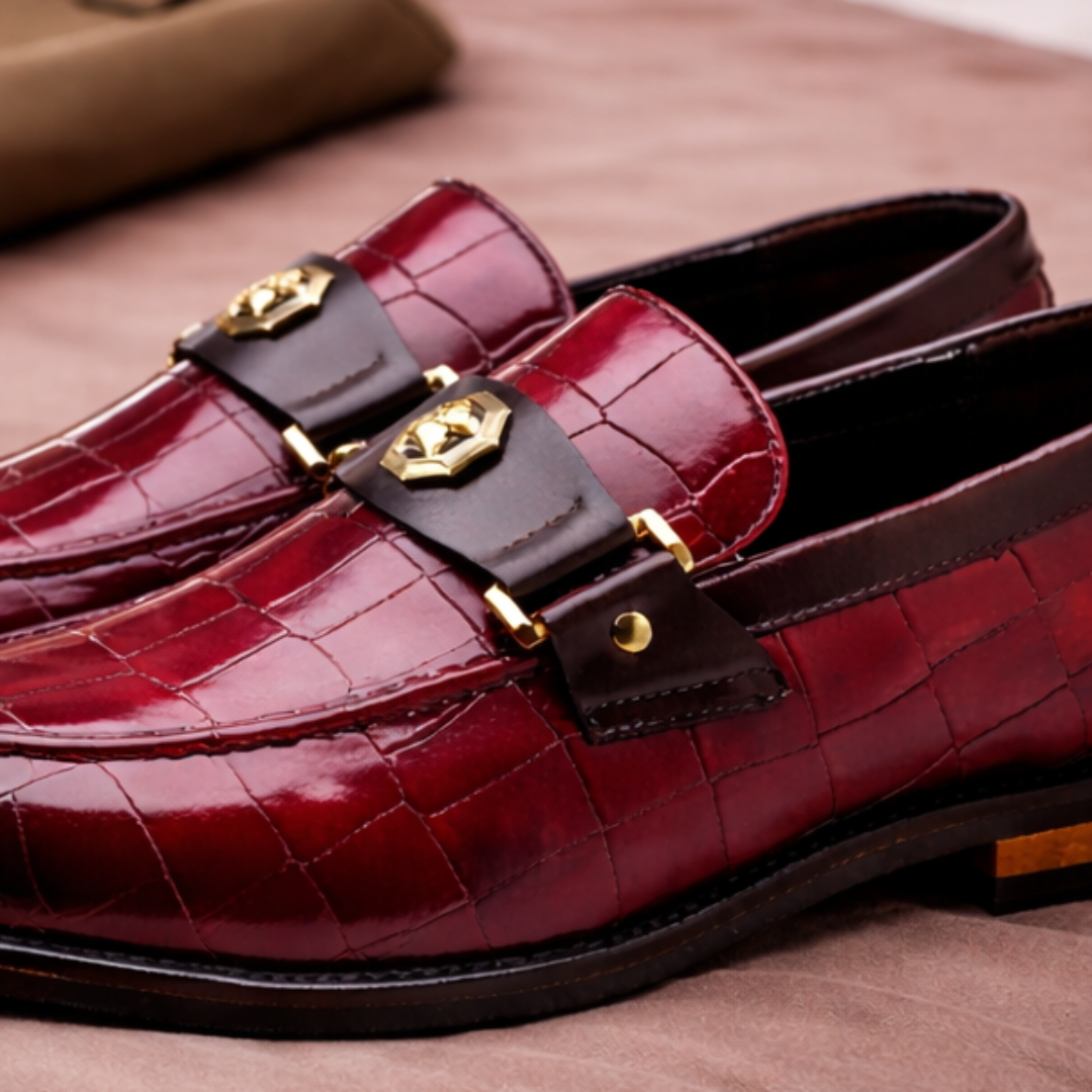 Croc-Textured Business Loafers