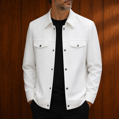 Fitted Lapel Snap Jacket