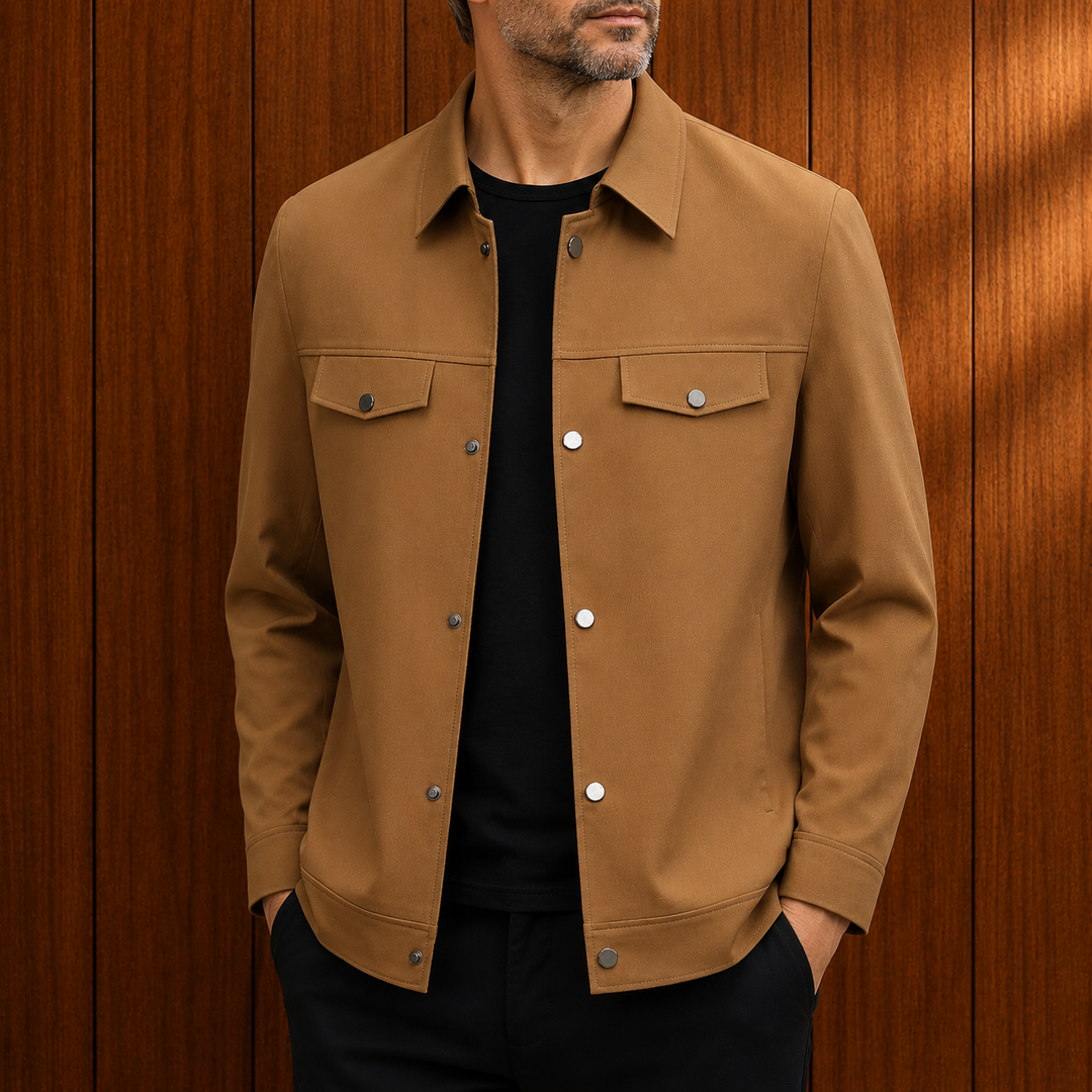 Fitted Lapel Snap Jacket