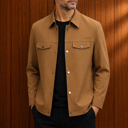 Fitted Lapel Snap Jacket