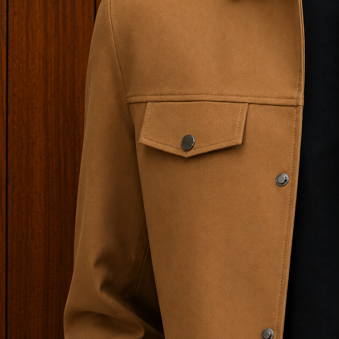 Fitted Lapel Snap Jacket