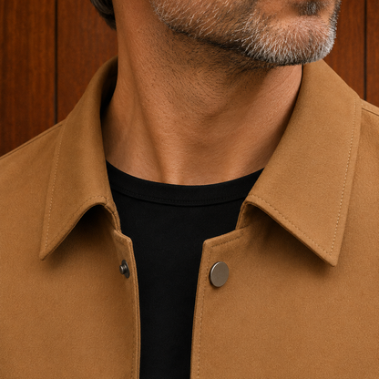 Fitted Lapel Snap Jacket