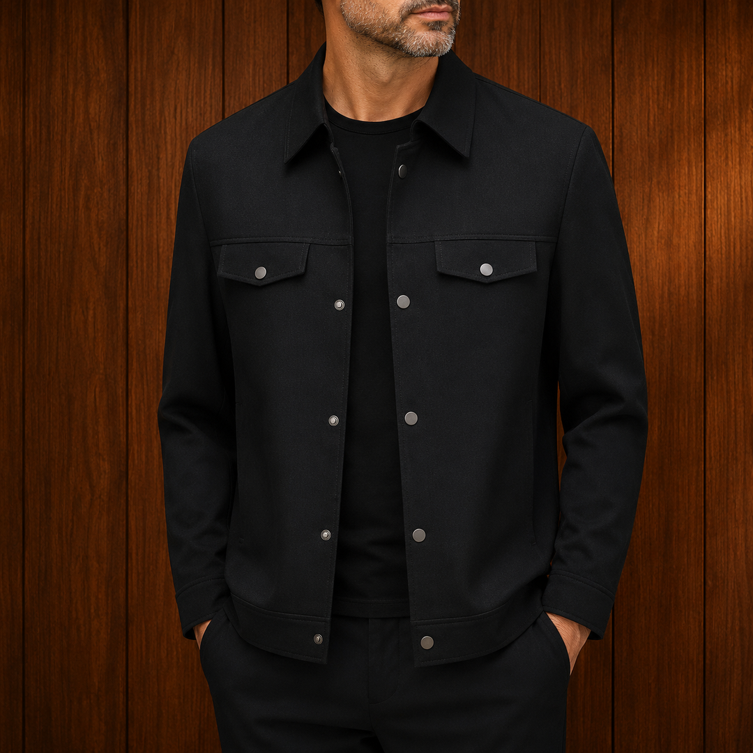Fitted Lapel Snap Jacket