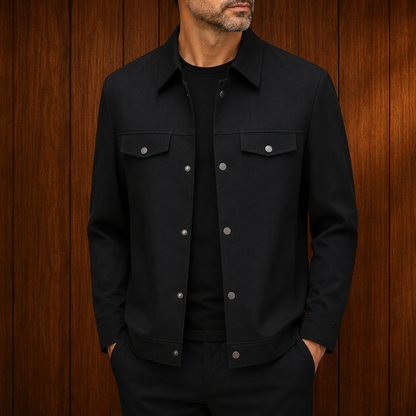 Fitted Lapel Snap Jacket
