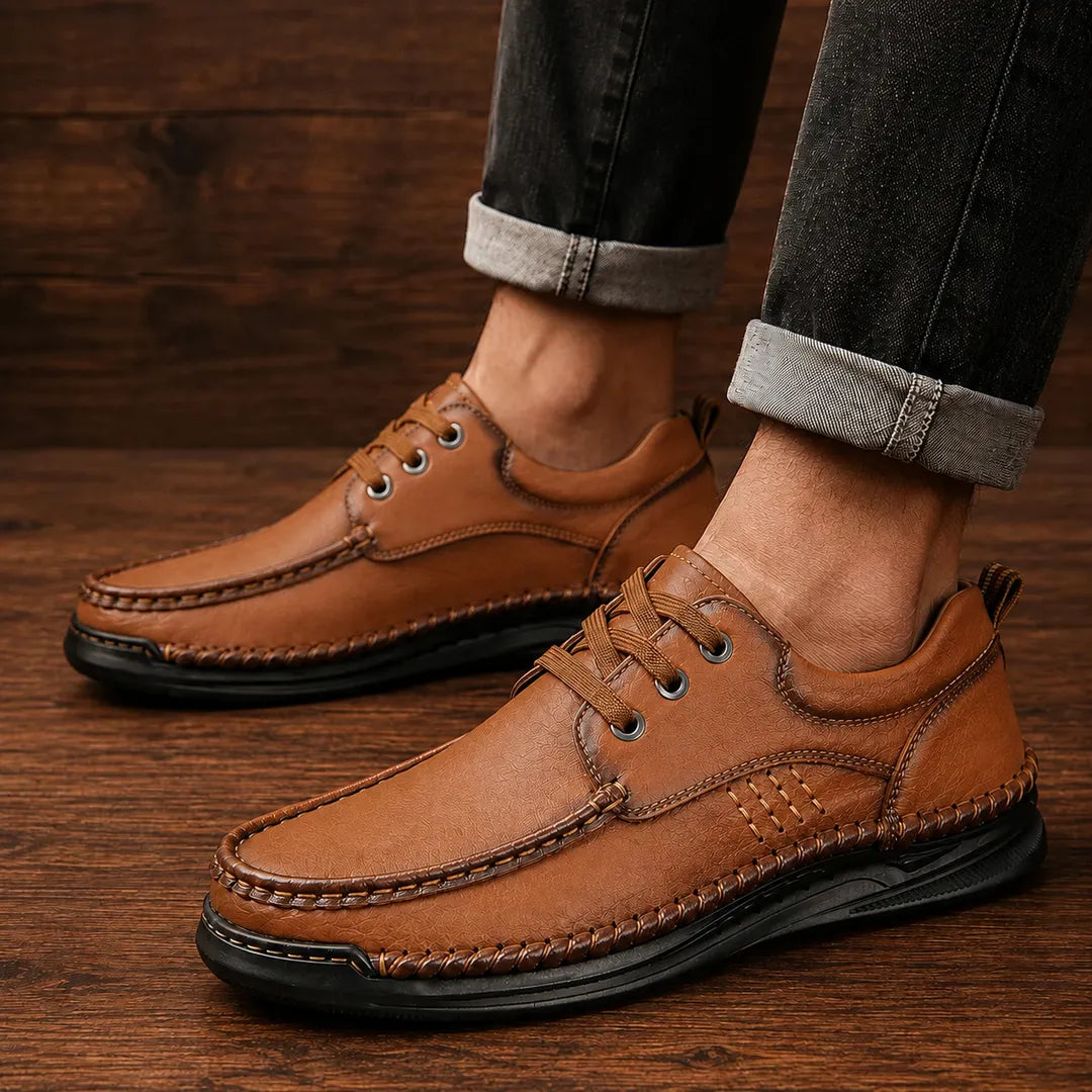 Leather Moc Toe Shoes