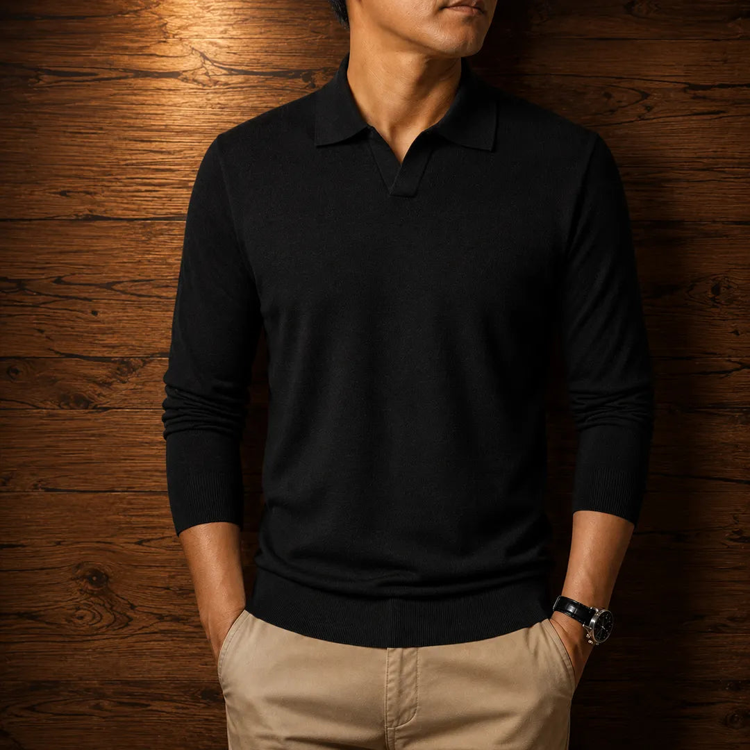 Long Sleeve Knit Polo Sweater