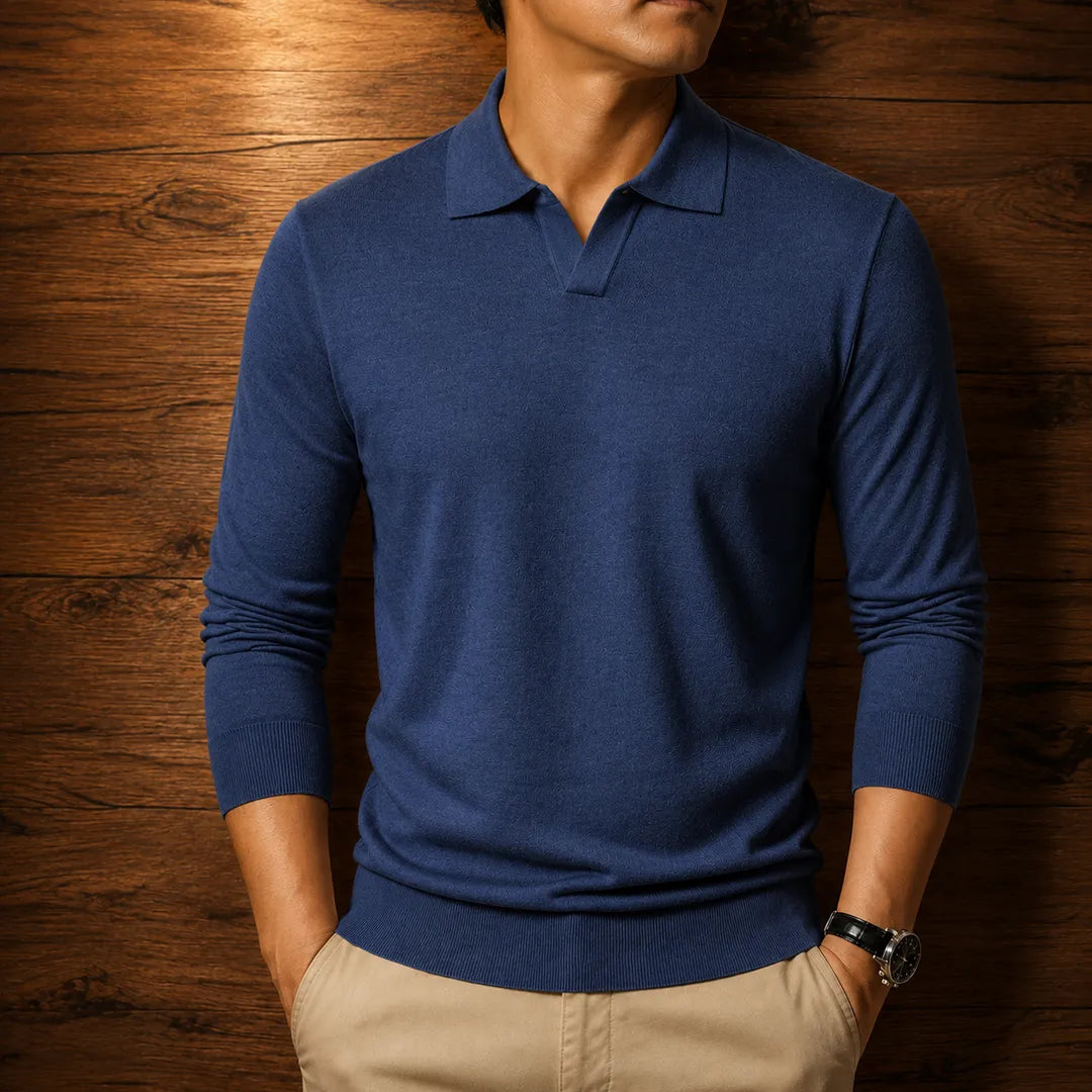 Long Sleeve Knit Polo Sweater