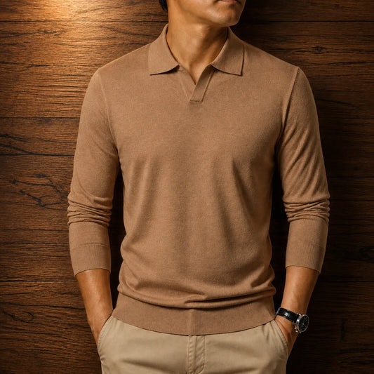 Long Sleeve Knit Polo Sweater