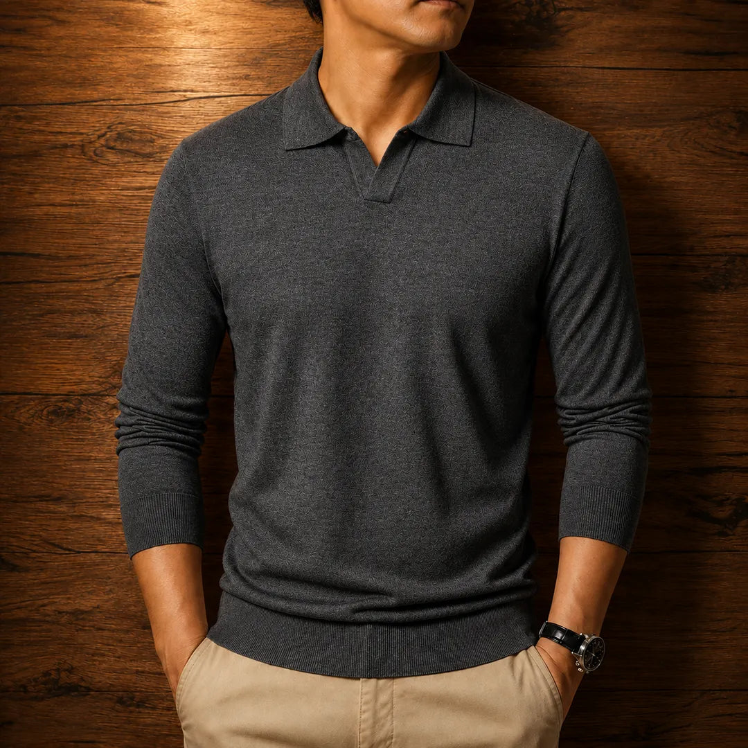 Long Sleeve Knit Polo Sweater