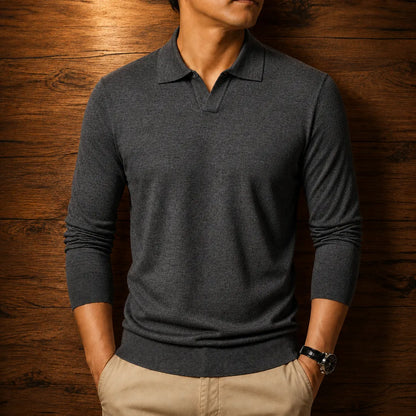 Long Sleeve Knit Polo Sweater