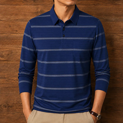 Long Sleeve Striped Polo