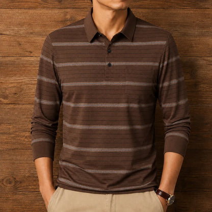 Long Sleeve Striped Polo