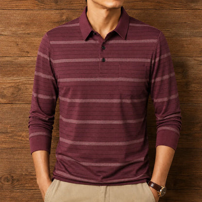 Long Sleeve Striped Polo