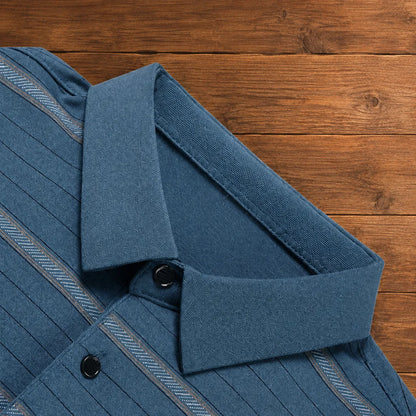 Long Sleeve Striped Polo