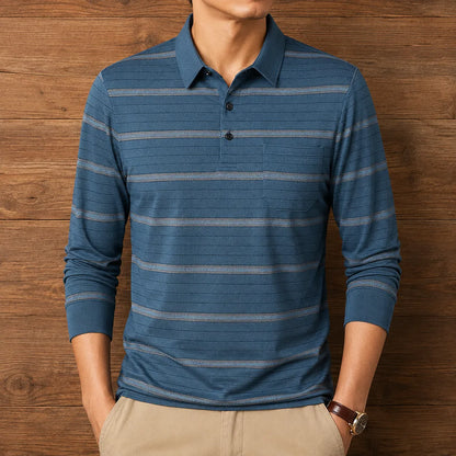 Long Sleeve Striped Polo