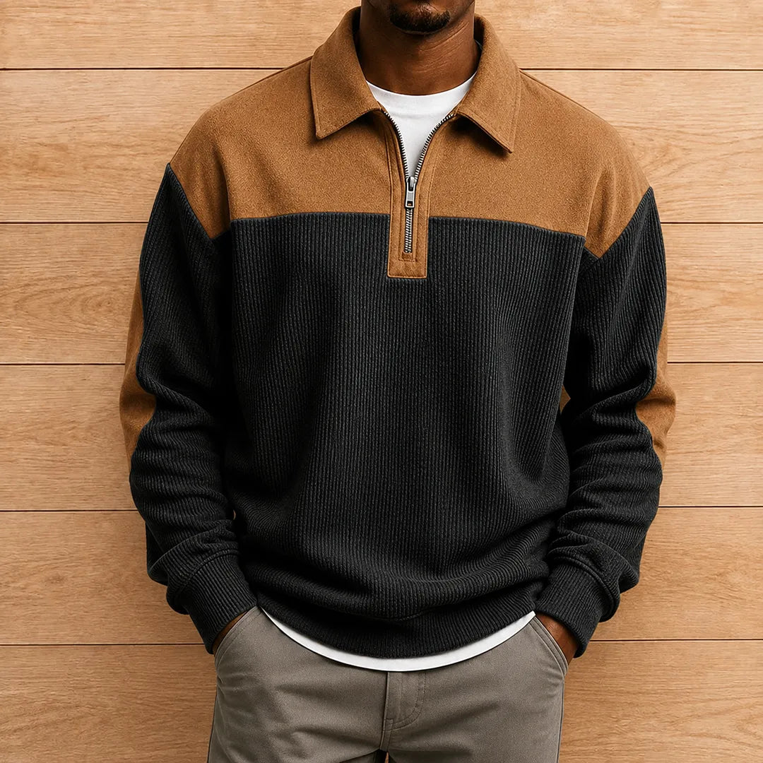 Modern Colorblock Polo Sweater