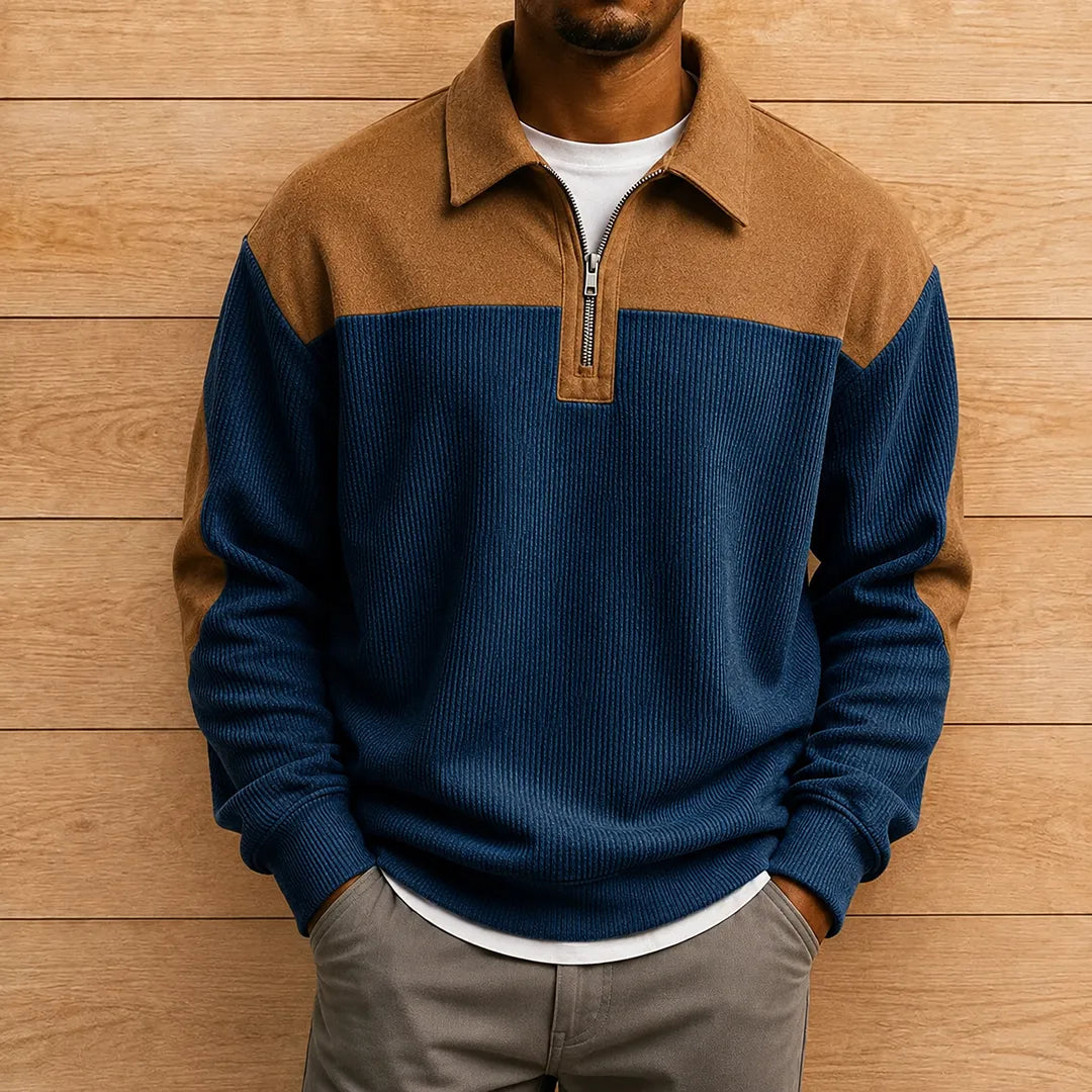 Modern Colorblock Polo Sweater