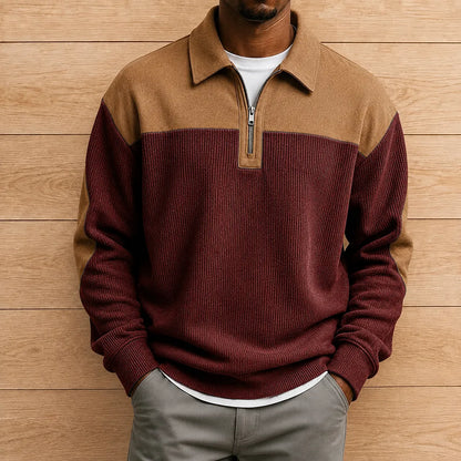 Modern Colorblock Polo Sweater