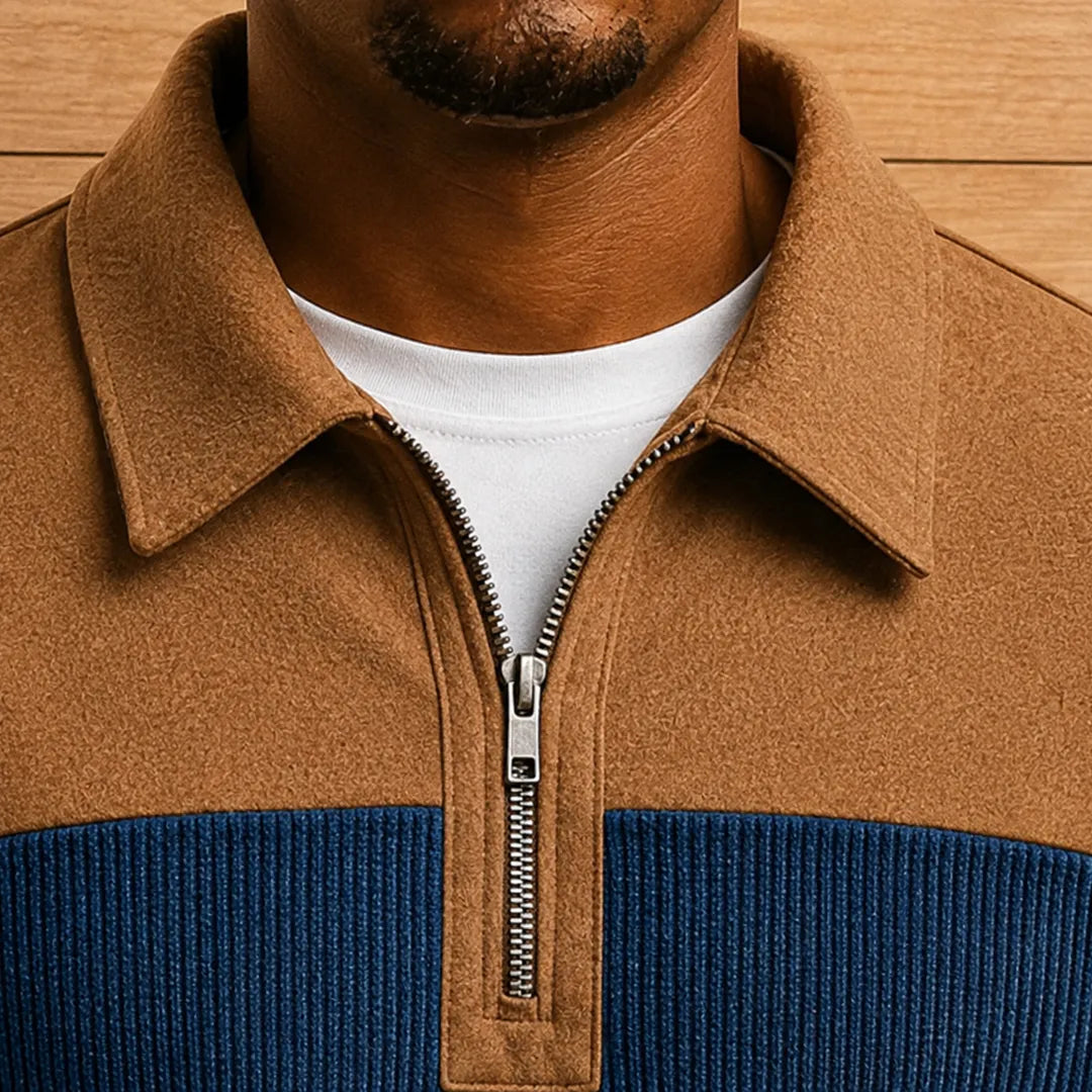 Modern Colorblock Polo Sweater
