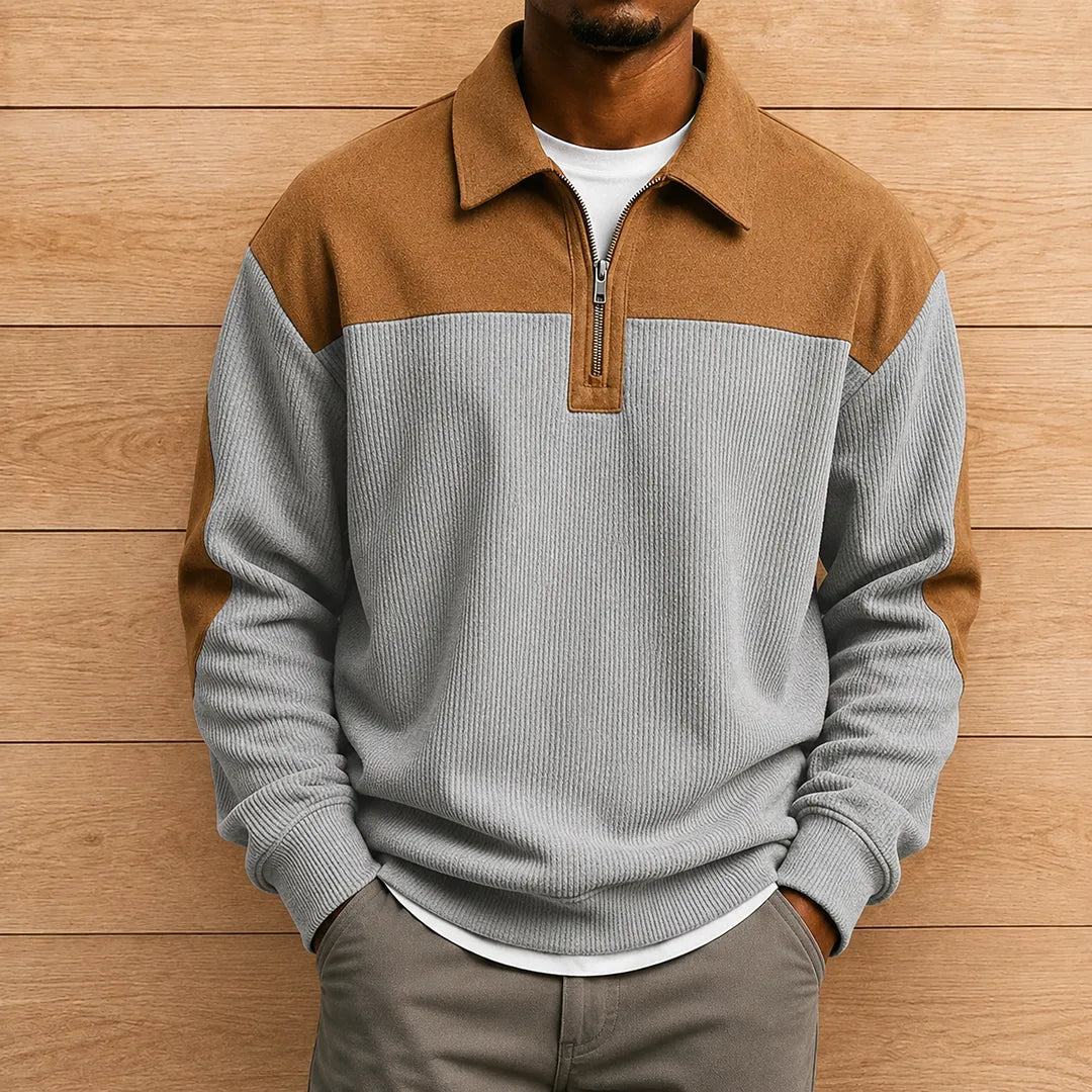 Modern Colorblock Polo Sweater