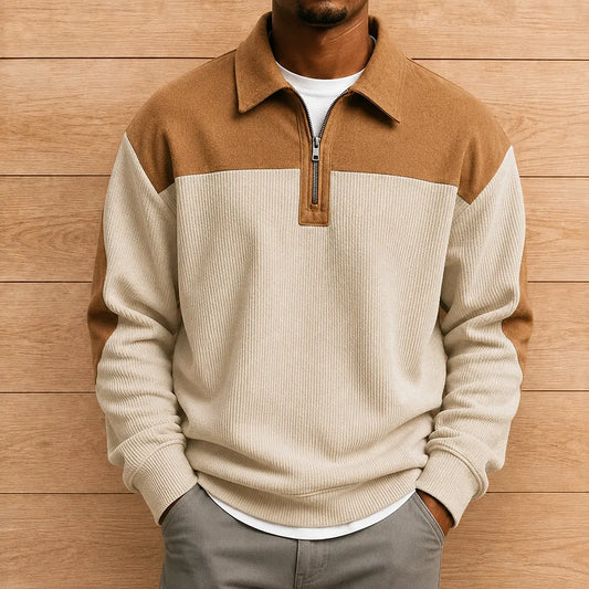 Modern Colorblock Polo Sweater