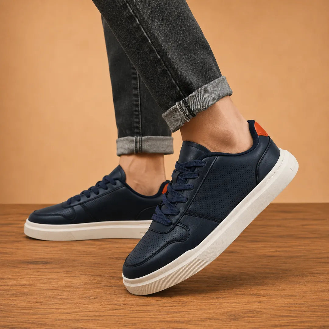 Modern Perforated Court Sneakers