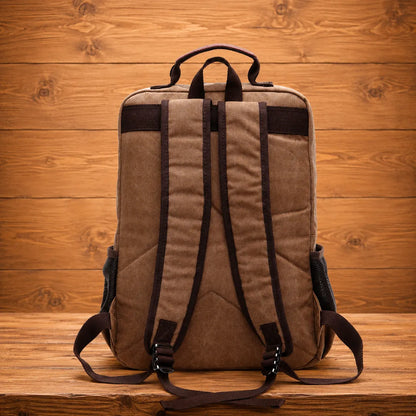 Multi-Pocket Canvas Backpack