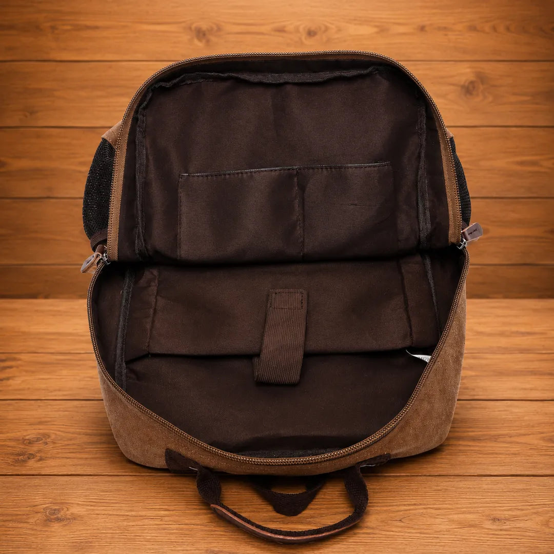Multi-Pocket Canvas Backpack