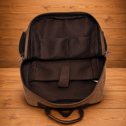 Multi-Pocket Canvas Backpack
