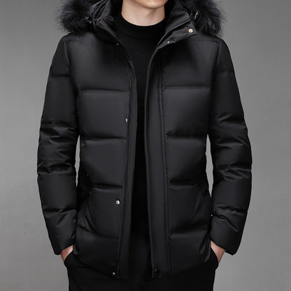 ELEGANT HOODED DOWN COAT