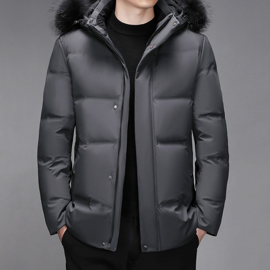 ELEGANT HOODED DOWN COAT
