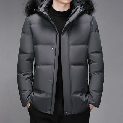 ELEGANT HOODED DOWN COAT